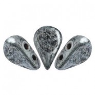 Les perles par Puca® Amos kralen Metallic mat old silver spotted 23980/65321